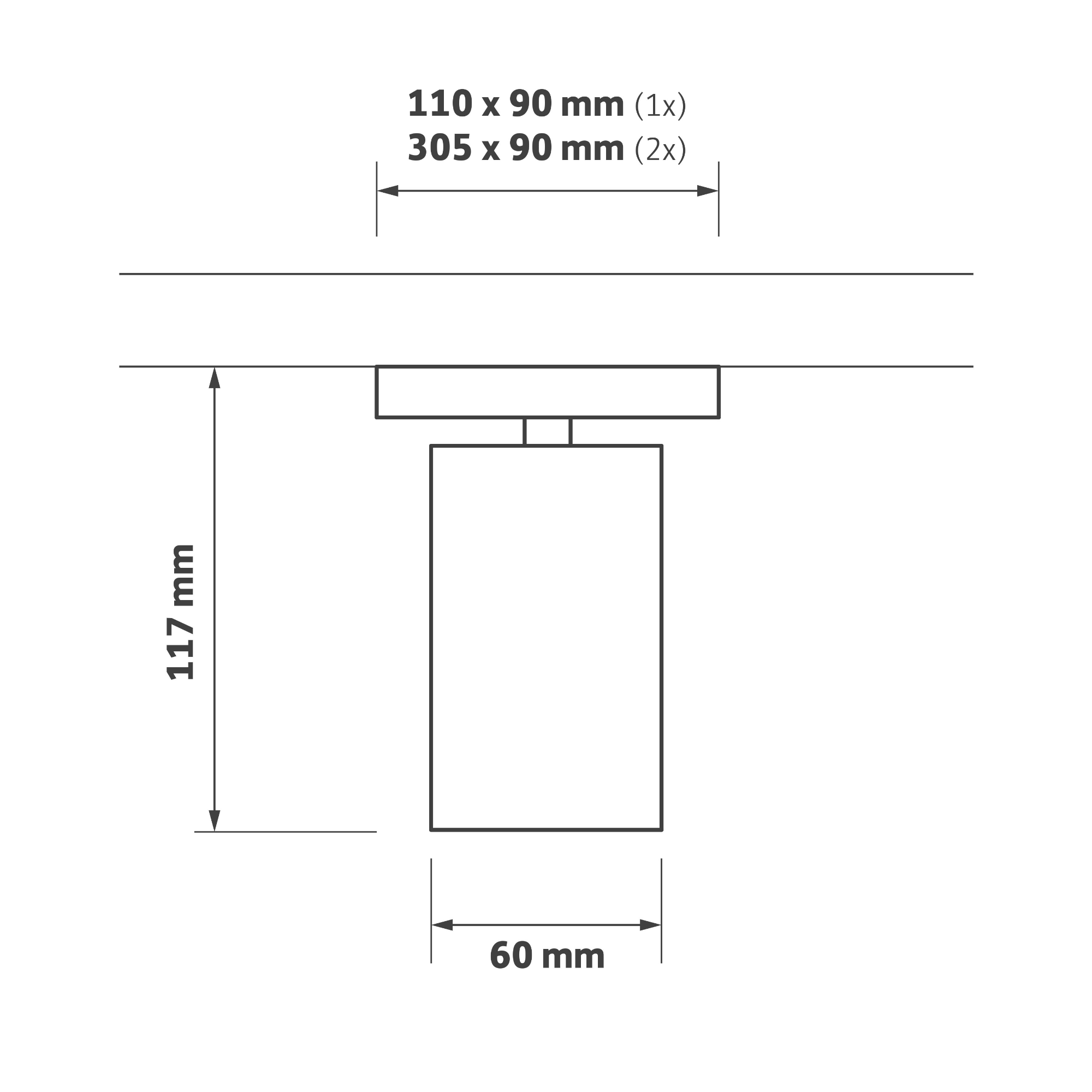 Callista 1 Track dimensional drawing