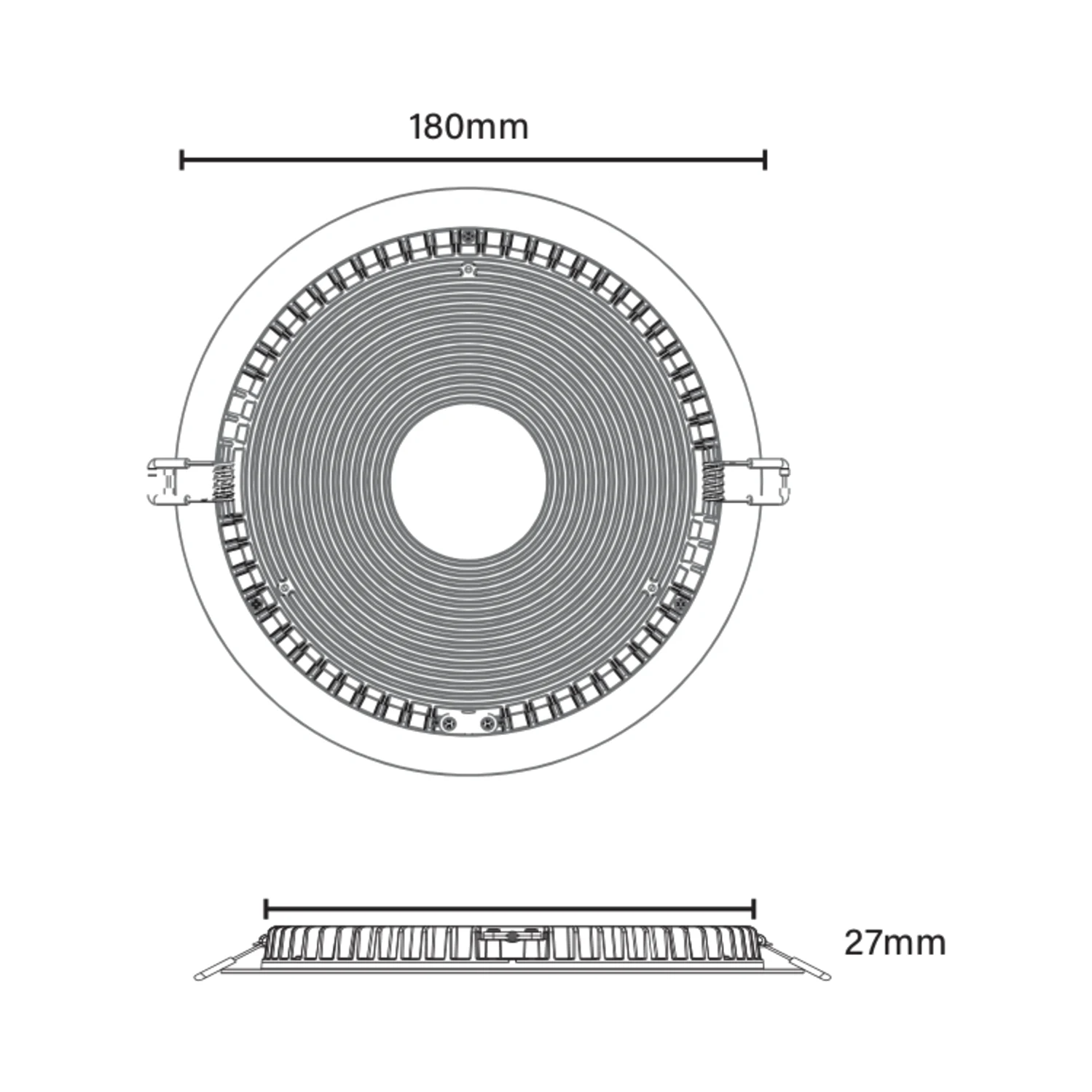Contracta Edge Downlight 180 dimensional drawing
