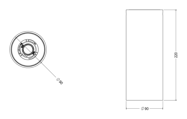 Tube 90 Acoustic 1200 dimensional drawing